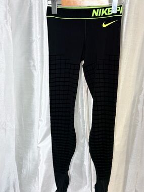 Nike Black Leggings with Volt Accent
